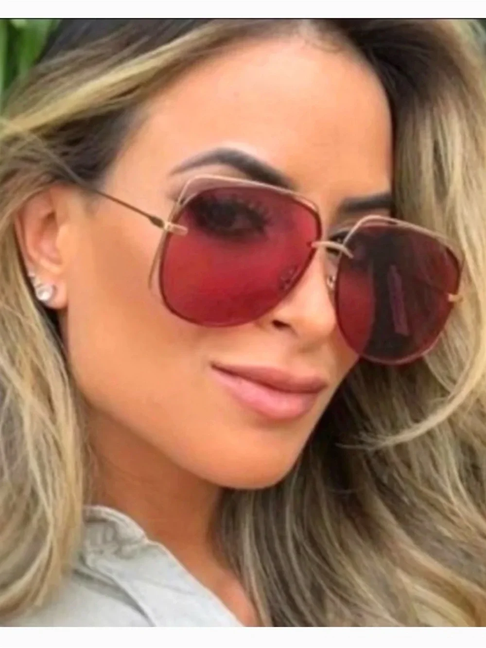 Dior Women's Sunglasses with Pink Lenses and Gold Frame